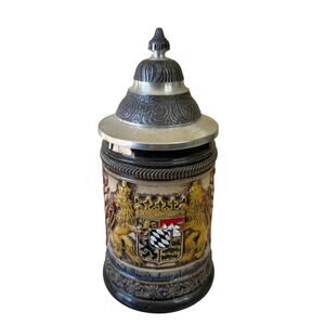 Vintage German Beer Stein Pewter Lid Zoller & Born Coat Of Arms 7" New NWT